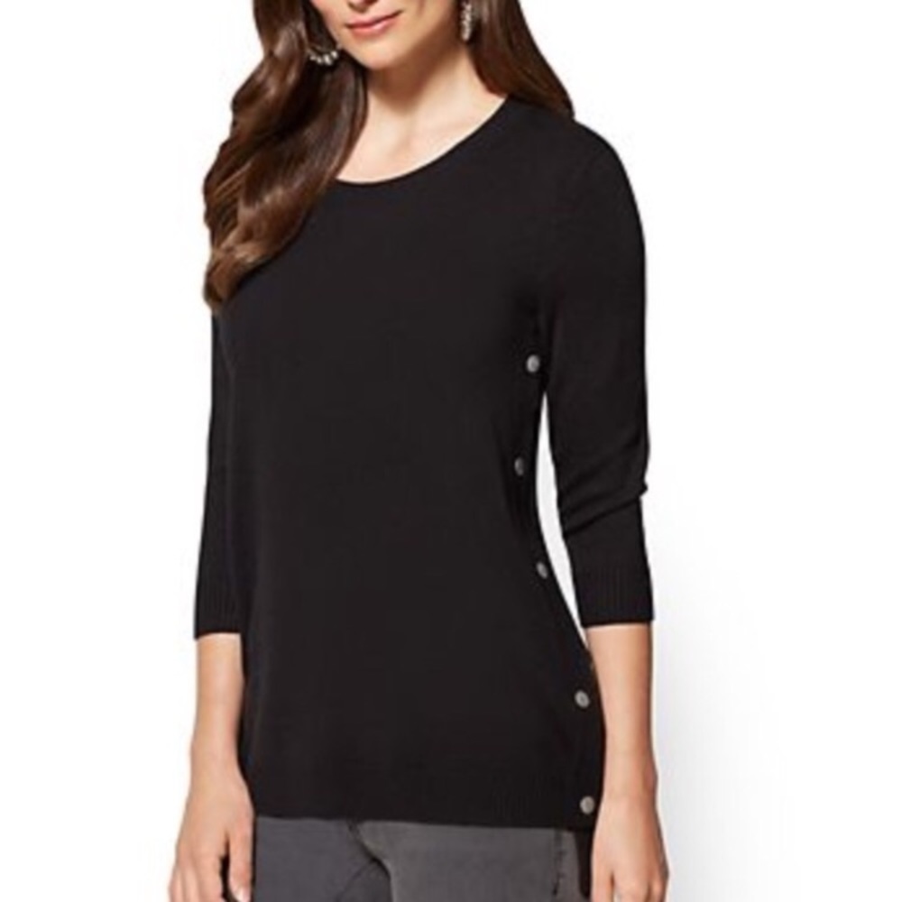Hi-lo side snap tunic sweater